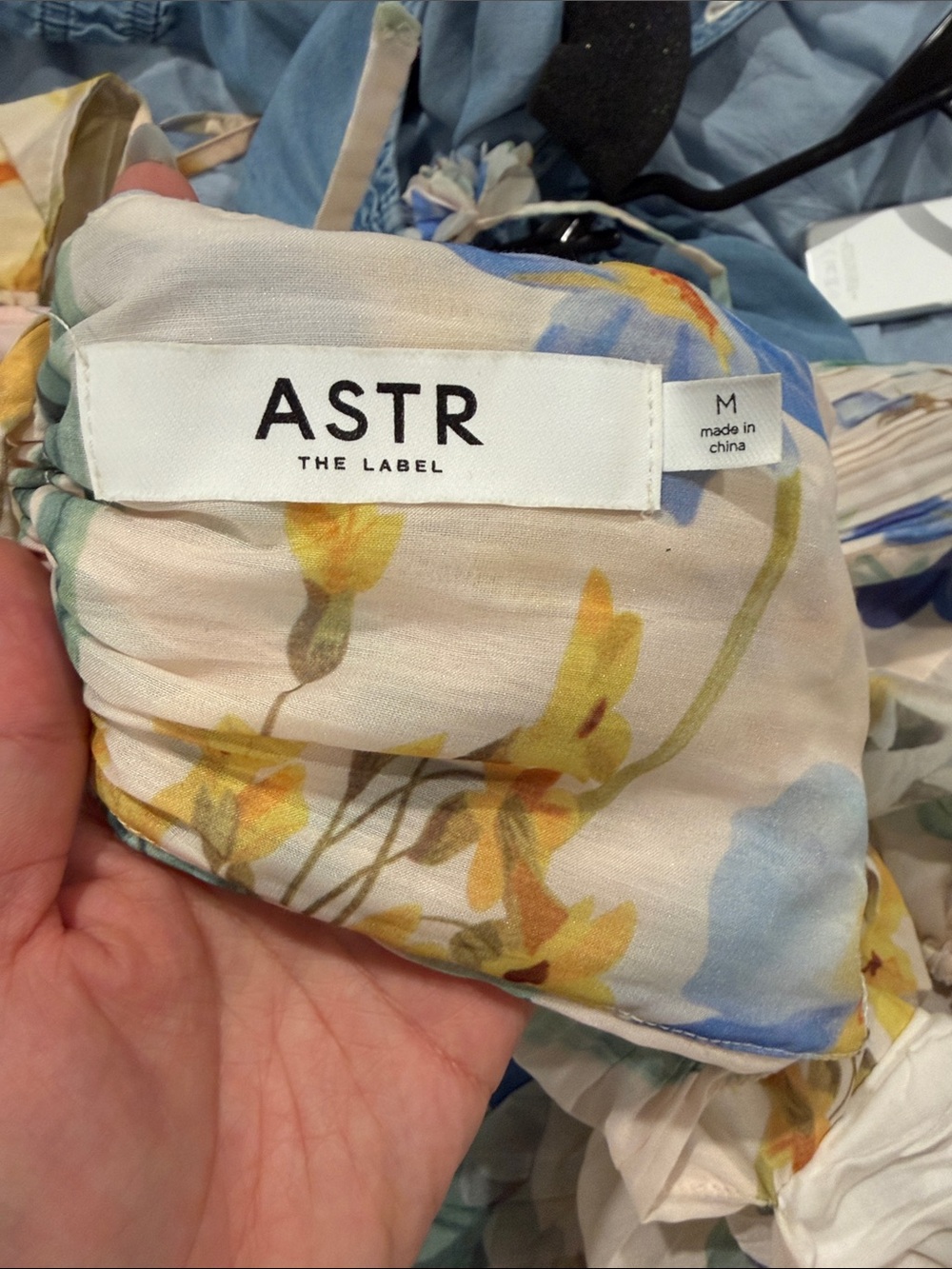 Astr Cream Floral Maxi Dress with Blue & Yellow Blossoms - Picture 2 of 2